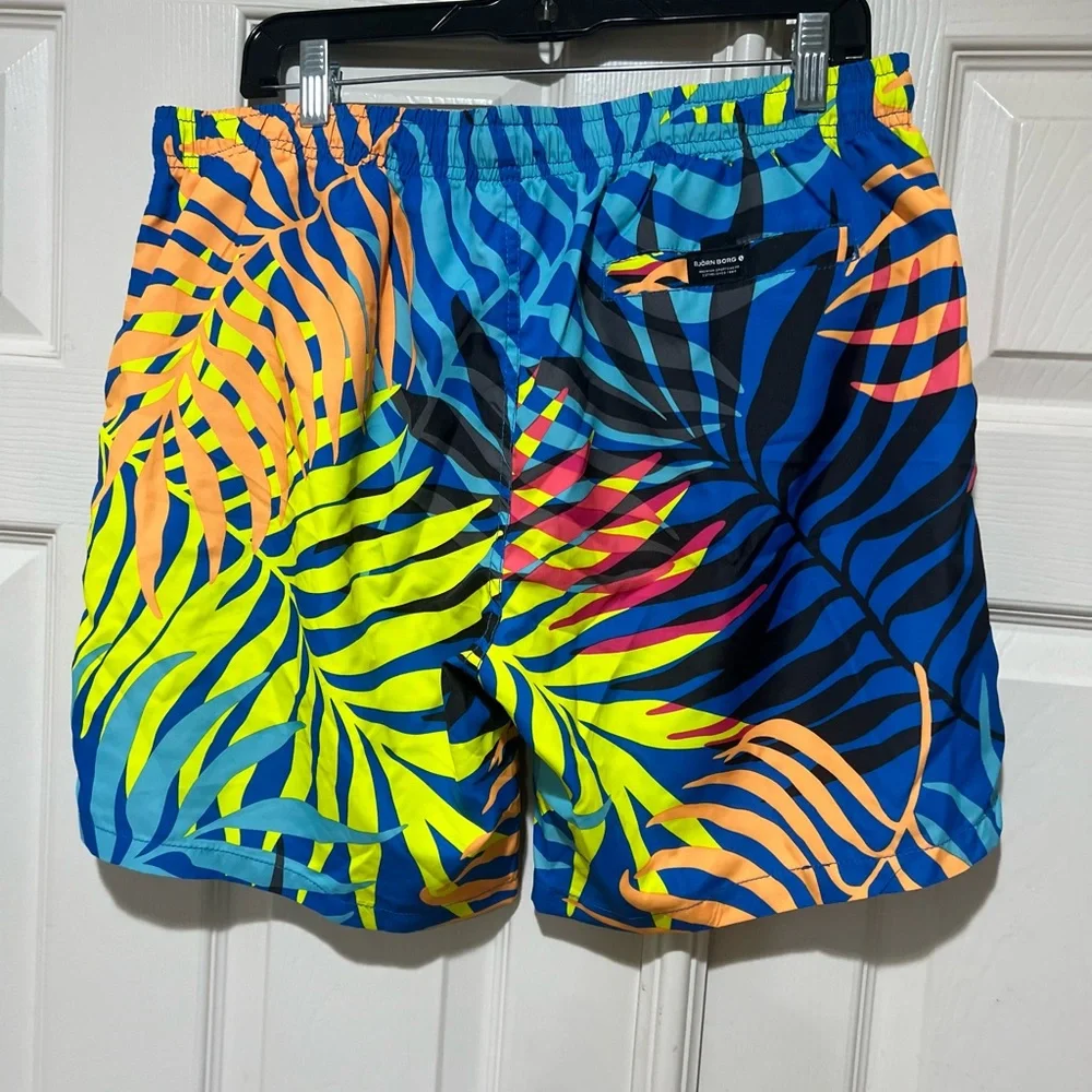 Bjorn Borg Palm Print Colorful Men's Swim Surf Board‎ Pool Shorts Pockets XL